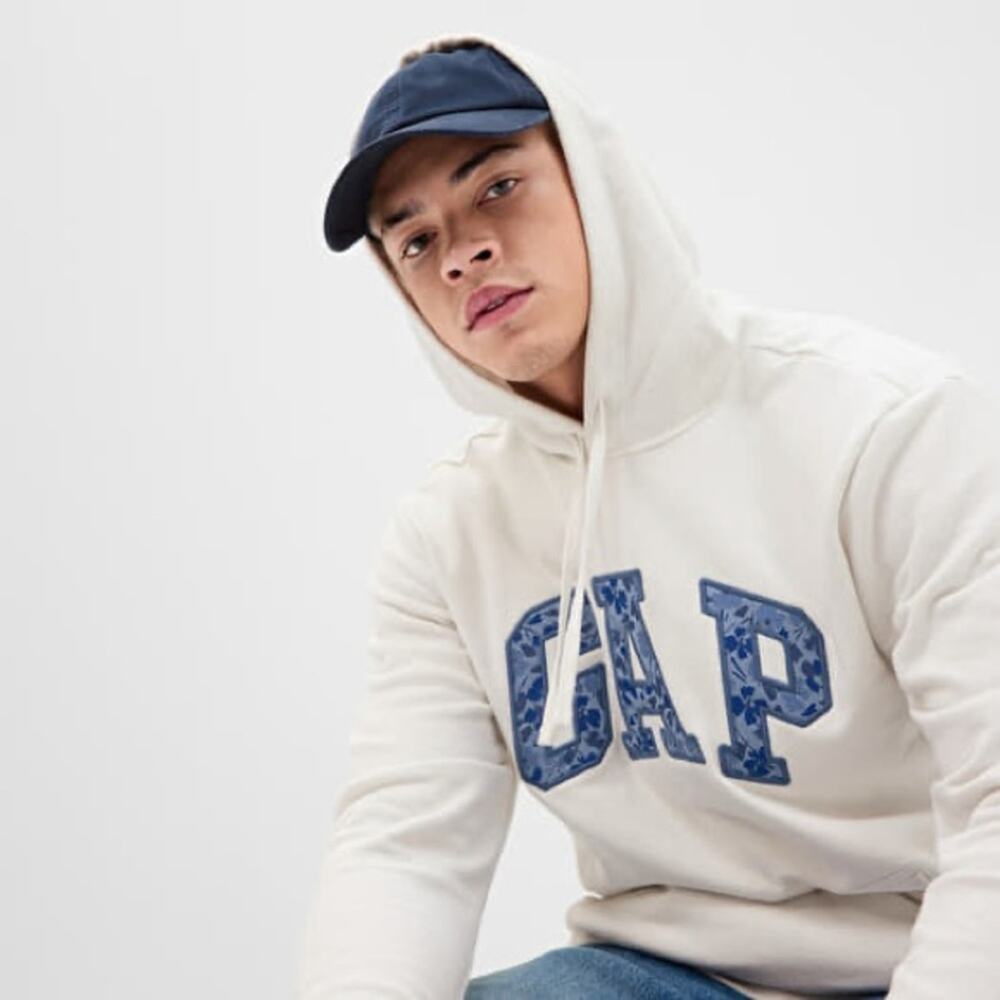 NWT Gap Blue Floral Logo Hoodie Oversized Sweatshirt Carls Stone Off White XL - Picture 3 of 9